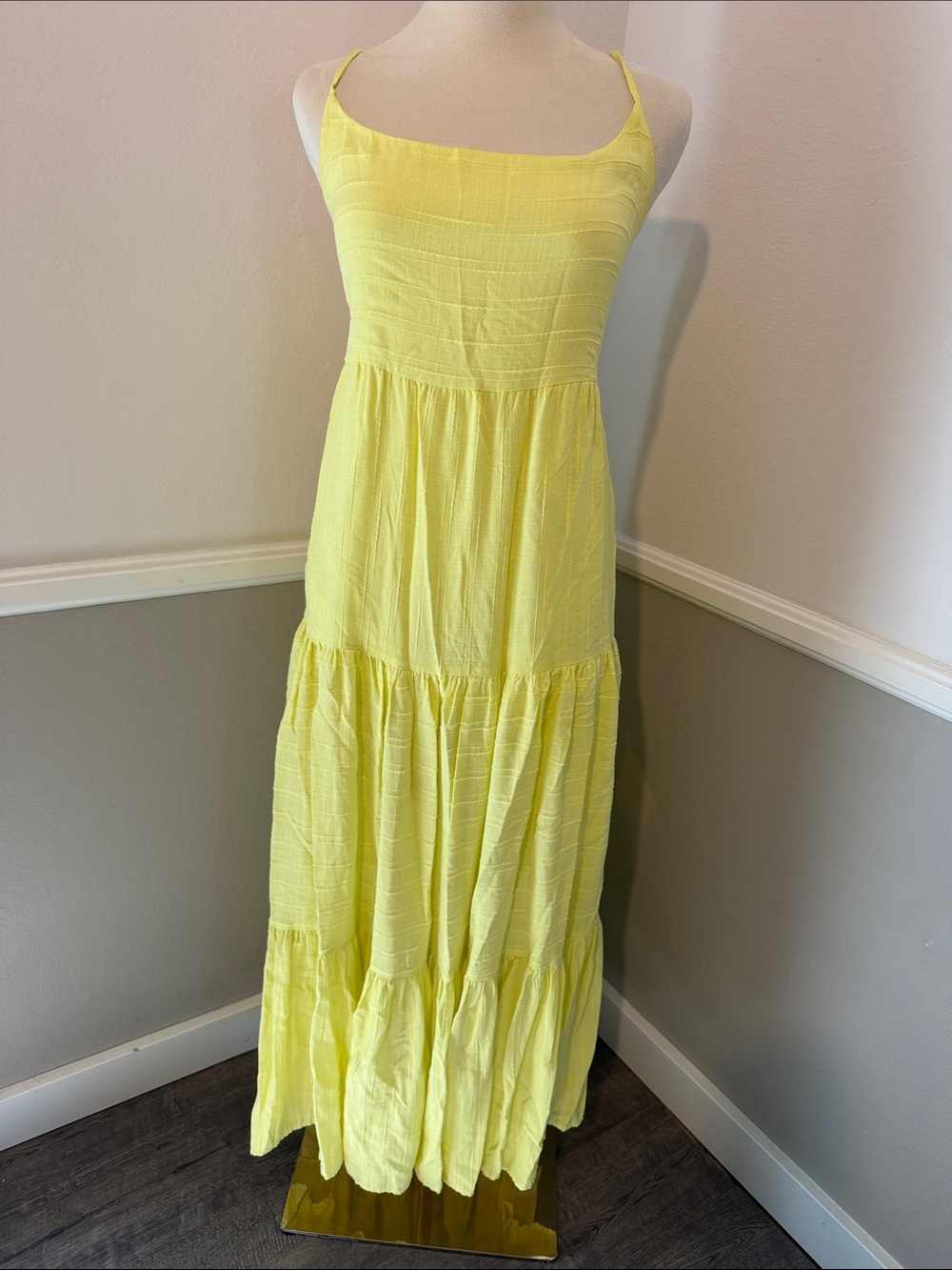 Yellow Maxi Dress with Spaghetti Straps